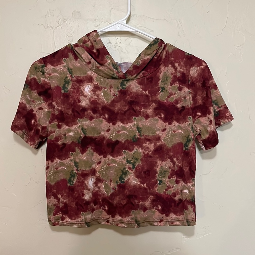 Tie-Dye Crop Top with Hood